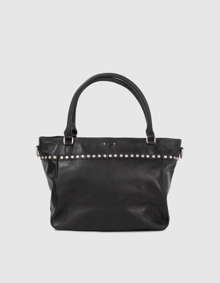 Cabas The Artist Rock en cuir noir clout&eacute; Femme-2