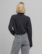 Grauer Lurex-Totenkopf-Strickpullover f&uuml;r Damen-3