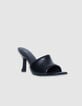 Mules &agrave; talon noires cuir puffer Femme-2