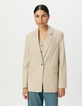 Veste de tailleur beige motif rayures tennis Femme-3