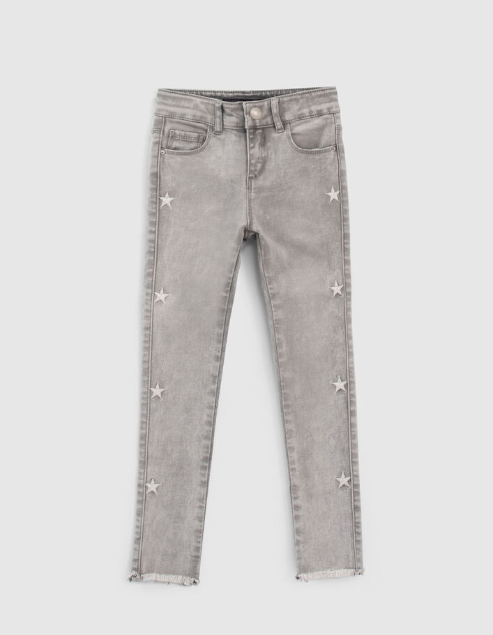 Girls’ grey skinny jeans with graphic scarf - IKKS