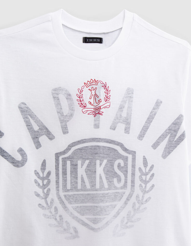 Wit T-shirt opdruk embleem print binnenin jongens-2