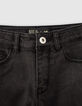 Black Used Slim-Mädchenjeans mit Seitenbändern-2