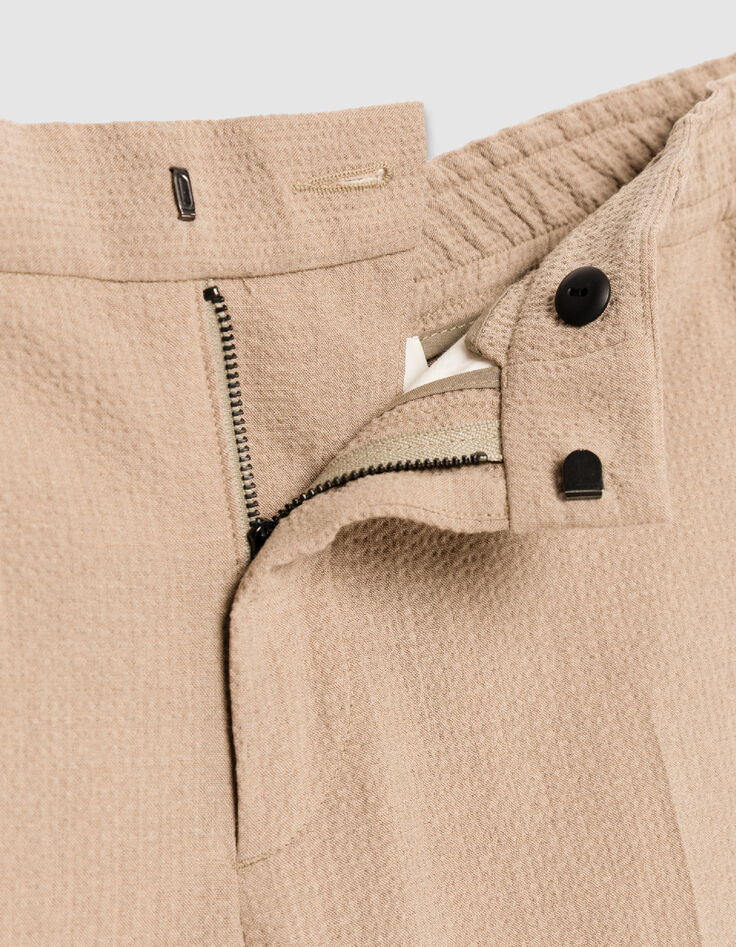 Pantalon de costume beige fonc&eacute; seersucker Homme-7