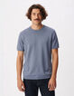 T-shirt col rond bleu coton modal Homme-1