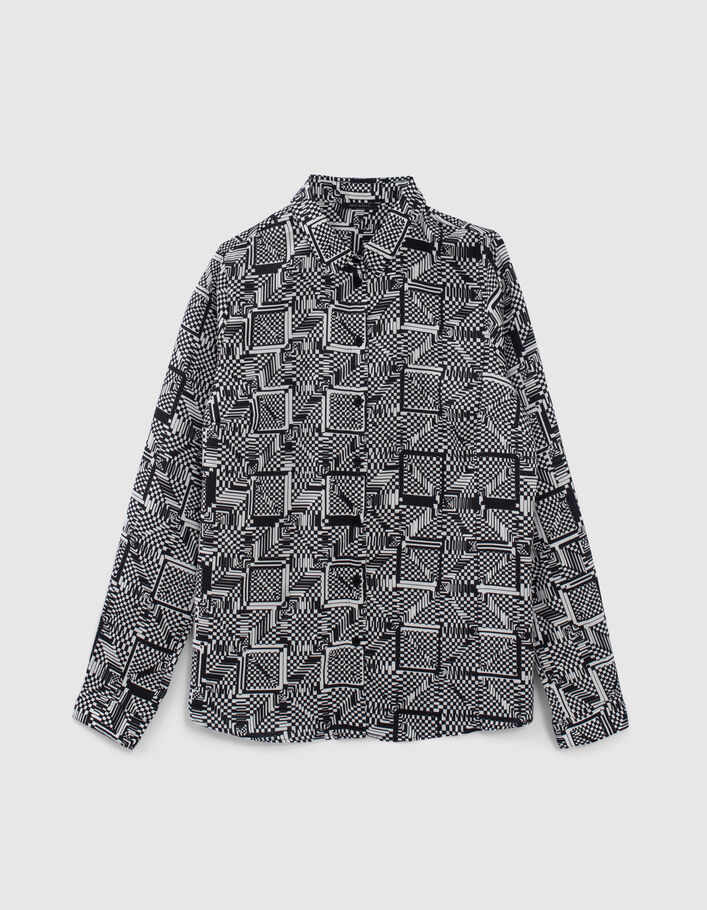 Women’s black optic checkerboard print shirt - IKKS