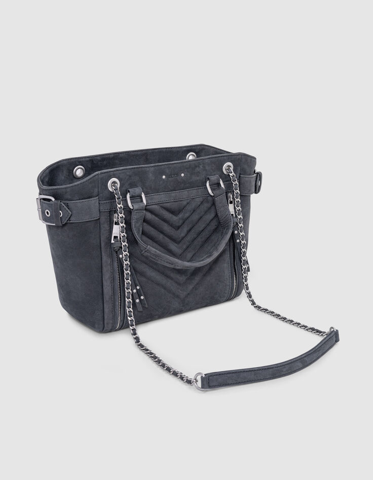 Sac cabas 1440 gris cuir nubuck Taille Medium Femme-2