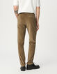 Jogpant beige fonc&eacute; velours c&ocirc;tel&eacute; Homme-3