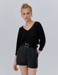 Jersey negro reversible punto pointelle lúrex mujer-1