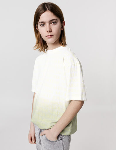 White T-shirt organic cotton deep dye message boy - IKKS