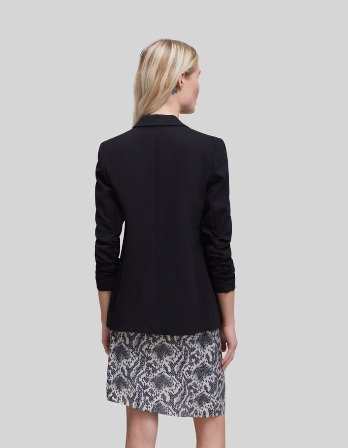 Women's black crepe suit jacket-2