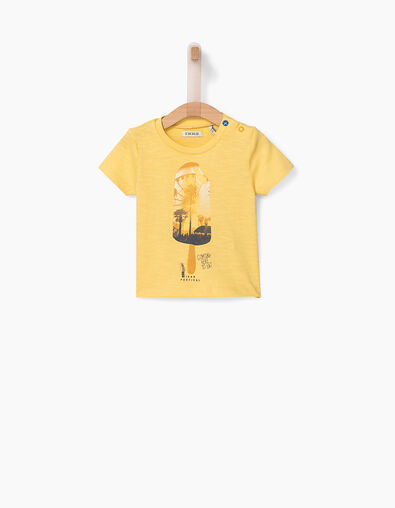 Baby boys' yellow T-shirt with ice cream graphic - IKKS
