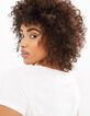 I.Code white organic T-shirt with slogan and exotic print-5