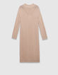 Robe pull beige tricot torsades placées Femme-6 Robe pull beige tricot torsades placées Femme-6