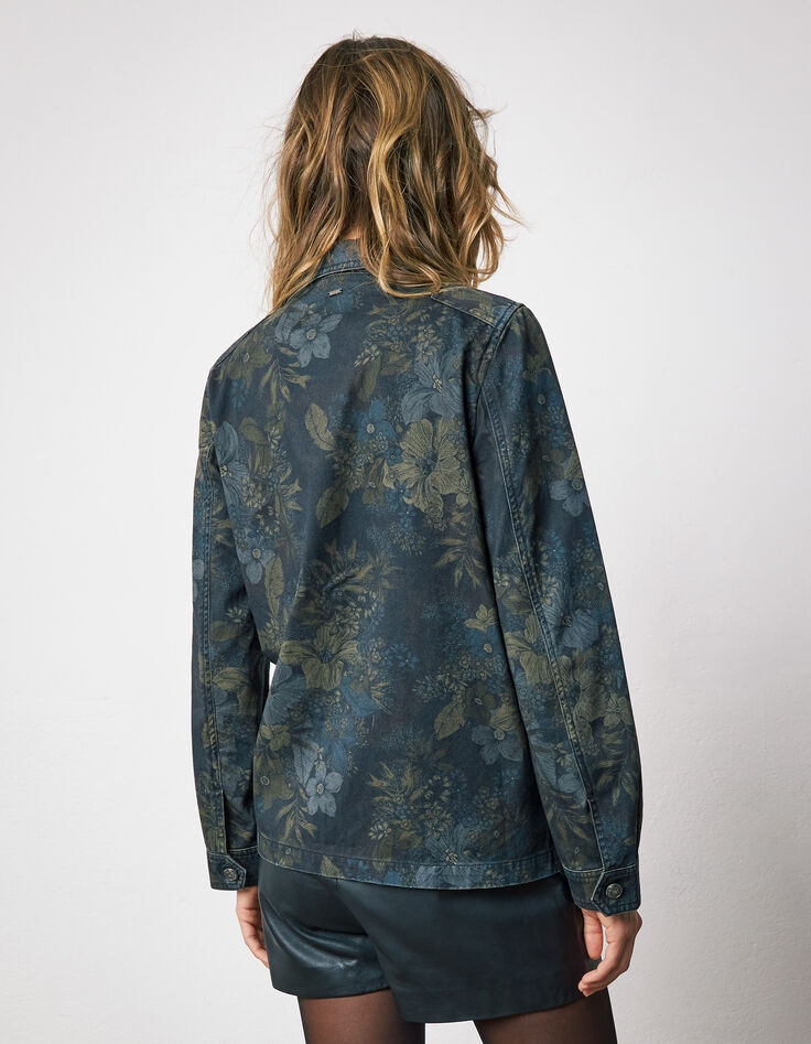 Sahariana gabardina estampado floral tropical mujer-3
