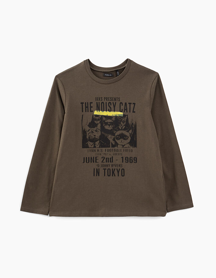 Boys’ bronze T-shirt with The Noisy Catz cats - IKKS