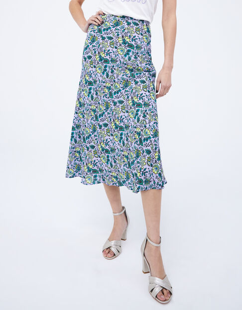 Women’s lilac XL flower print long skirt - IKKS