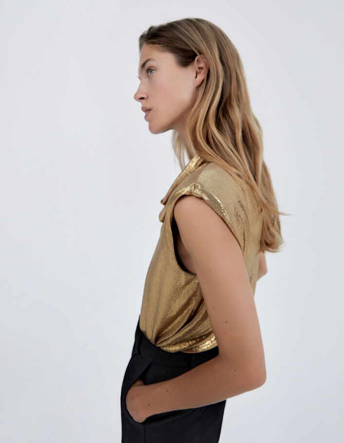 Pure Edition-Women's gold draped-neck top