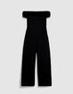 Schulterfreie Jumpsuit mit Kunstpelz Damen-7