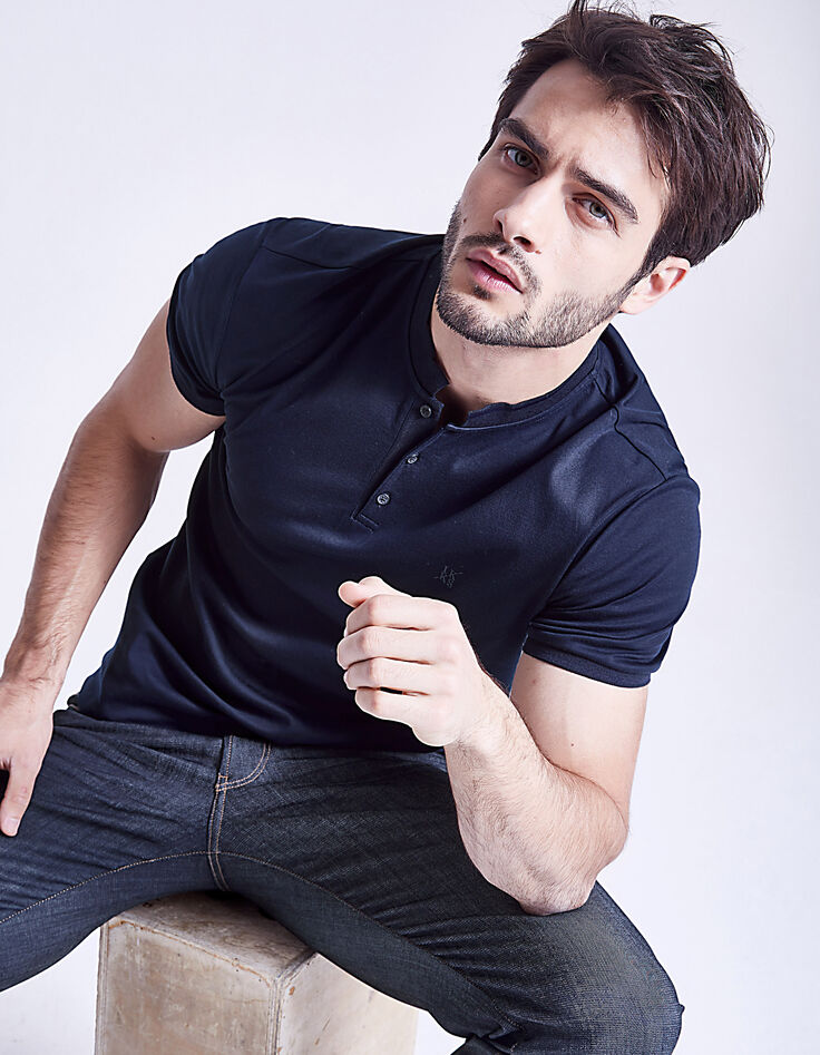 Polo marine col officier Homme-1