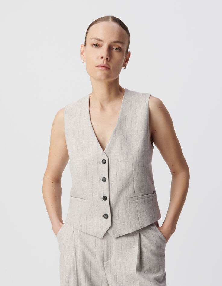 Women's grey lurex striped sleeveless suit vest-4
