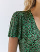 Vestido verde abotonado leopardo mujer-3