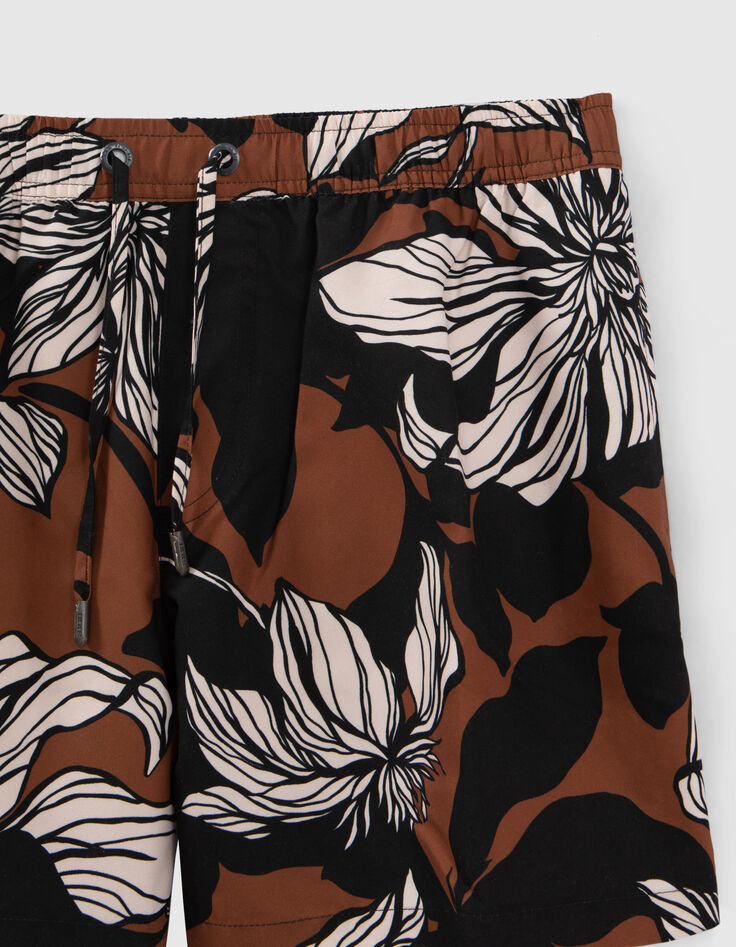 Bañador short chocolate reciclado maxi flores hombre-5