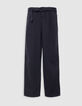 Belted black baggy jeans in Lyocell® Women-6