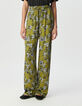 Groene vloeiende wideleg broek bloemenprint Dames-2