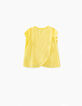 Baby girls’ light yellow T-shirt with pink flamingos-2