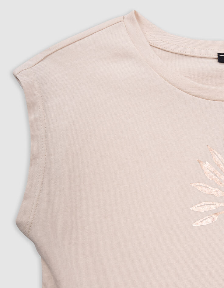 T-shirt beige coton bio palmier-tigre copper fille-6