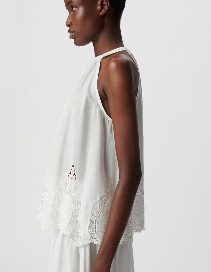 Loose top white lace embroidery Women-4