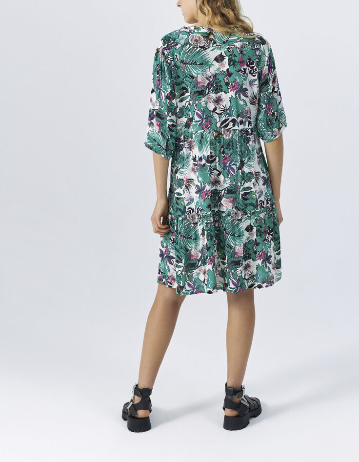 Groene jurk met plantenprint Dames-3