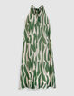 Robe verte sans manches ample imprim&eacute; fantaisie-2