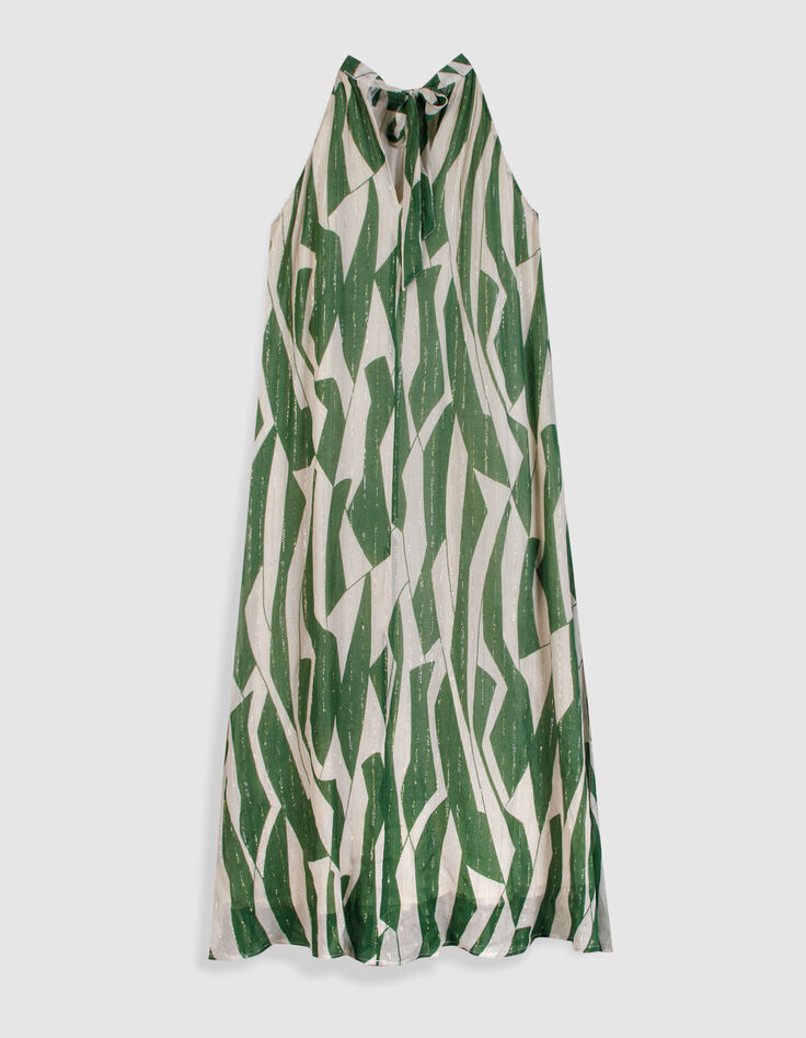 Robe verte sans manches ample imprim&eacute; fantaisie-2