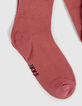 Collants bois de rose tricot motifs chevrons fille-2