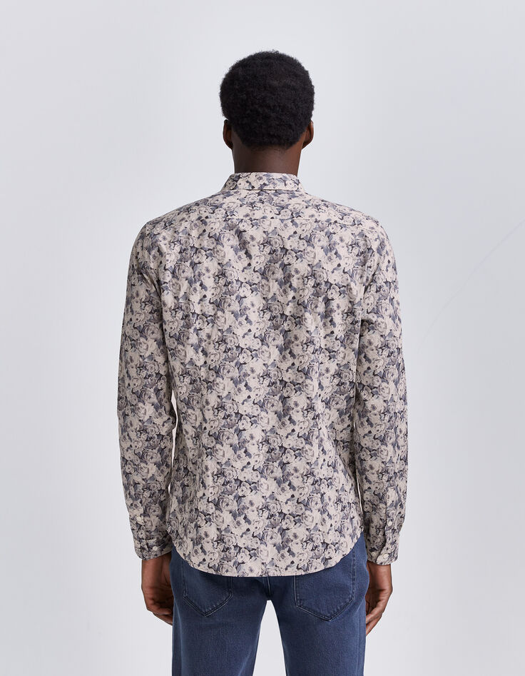 Stahlblaues SLIM-Herrenhemd mit Liberty&reg;-Rosenprint-3