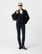 Women's slim dark blue chain back jeans-1