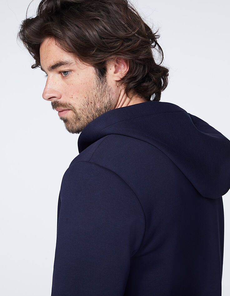 Blauw vest in technische sweatstof met capuchon Heren-3