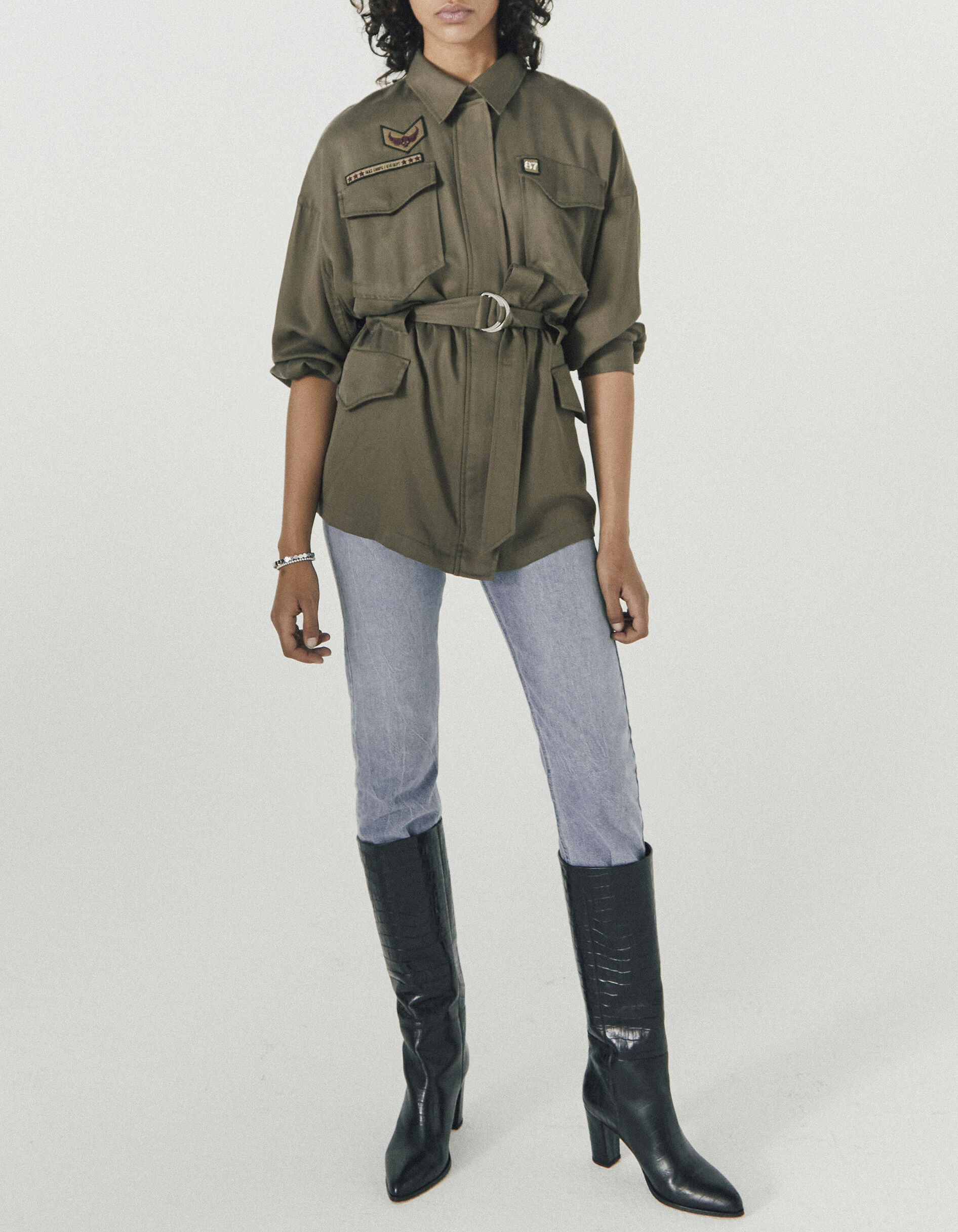 Womens khaki army jacket hotsell