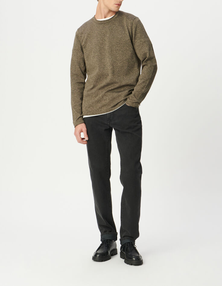 Pull kaki tricot moulin&eacute; Homme-4