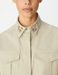 Chemise oversize beige col bijou brod&eacute; Femme-5