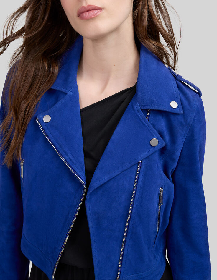 Women’s cobalt suede biker-style jacket-4