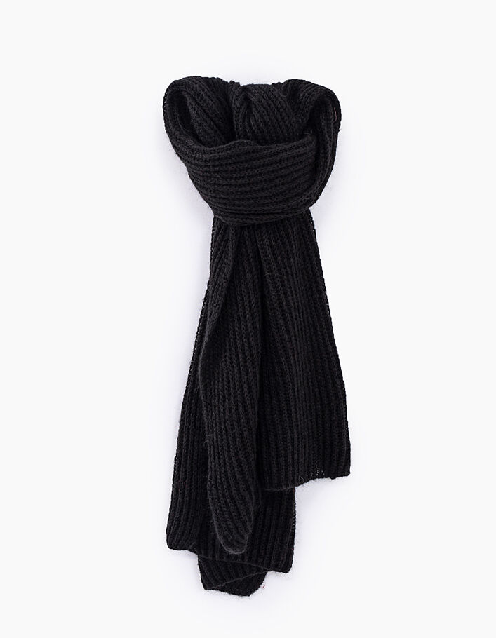 Bufanda negra de lana esponjosa mujer - IKKS