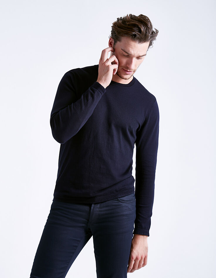 Pull marine à col rond Homme-2