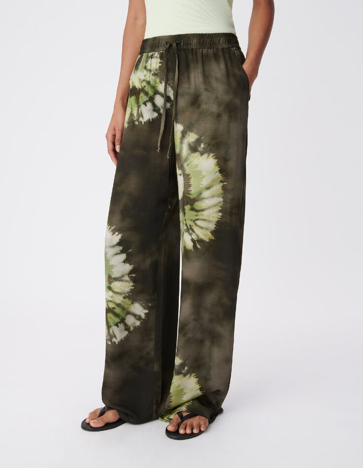 Women's tie and dye printed khaki pants-3