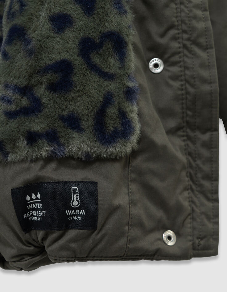 Parka caqui forrada leopardo-corazones niña-7