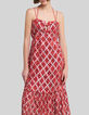 Women’s poppy red long dress with check print-2
