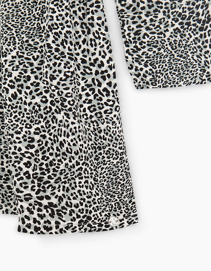 Vestido blanco roto estampado leopardo niña  - IKKS