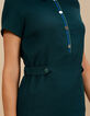 I.Code duck green dress with press stud polo shirt collar-5